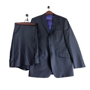 French Connection Mens 38R Pinstripe Wool‎ Suit Navy 2-Piece 34W 32L